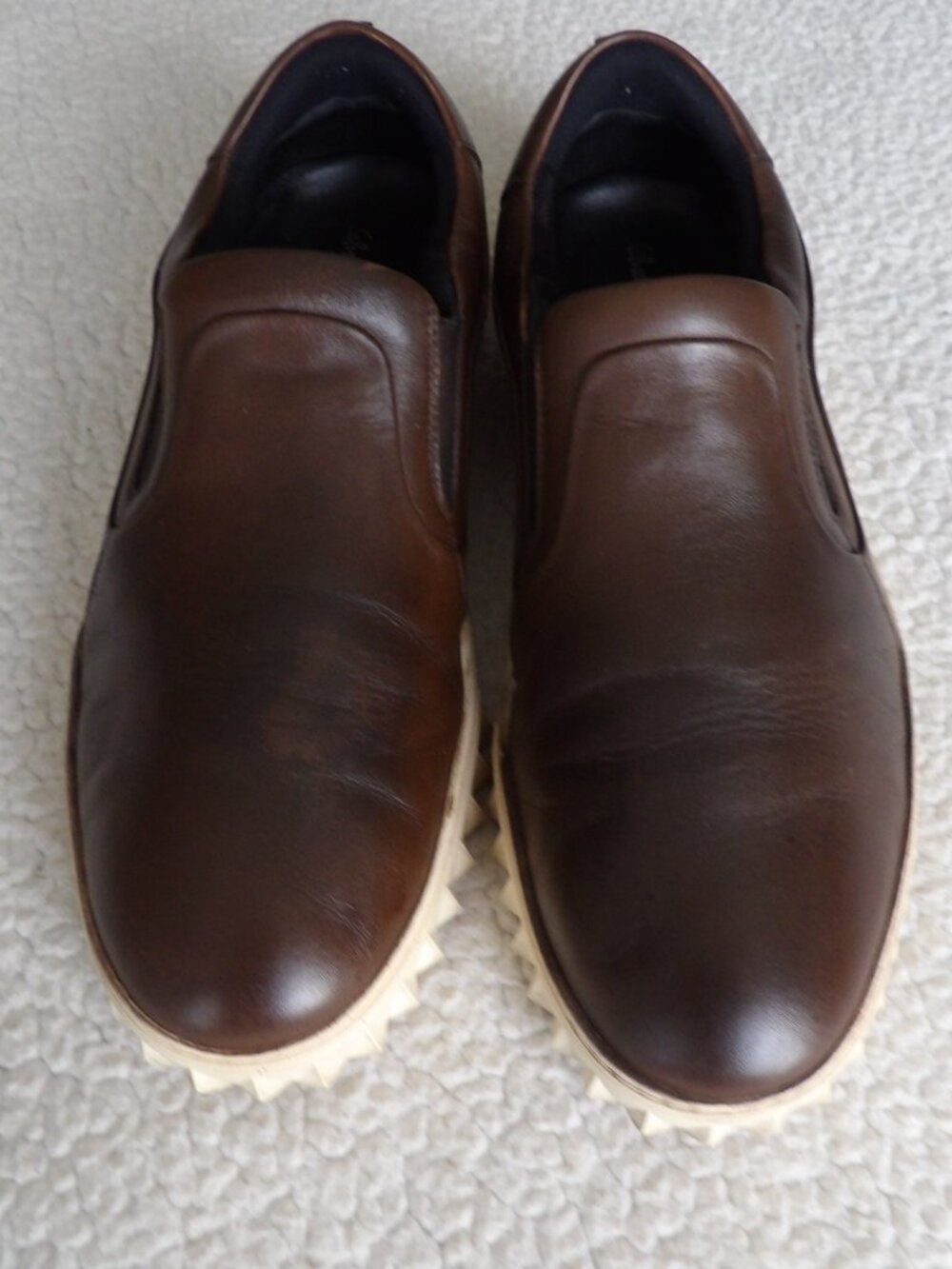 Men's SALVATORE FERRAGAMO "Cube" Brown Leather Loafers Size 10